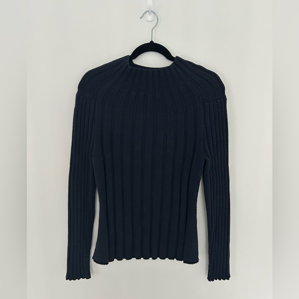 Banana Republic Black Ribbed Long Sleeve Top